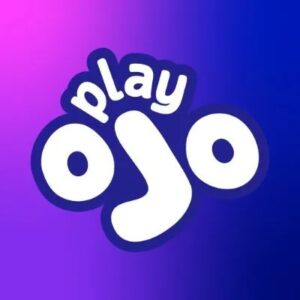 PlayOJO logo with white “play ojo” text on a purple‑to‑blue gradient background
