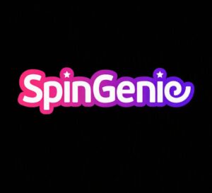 SpinGenie logo featuring pink‑to‑purple gradient text on a solid black background.