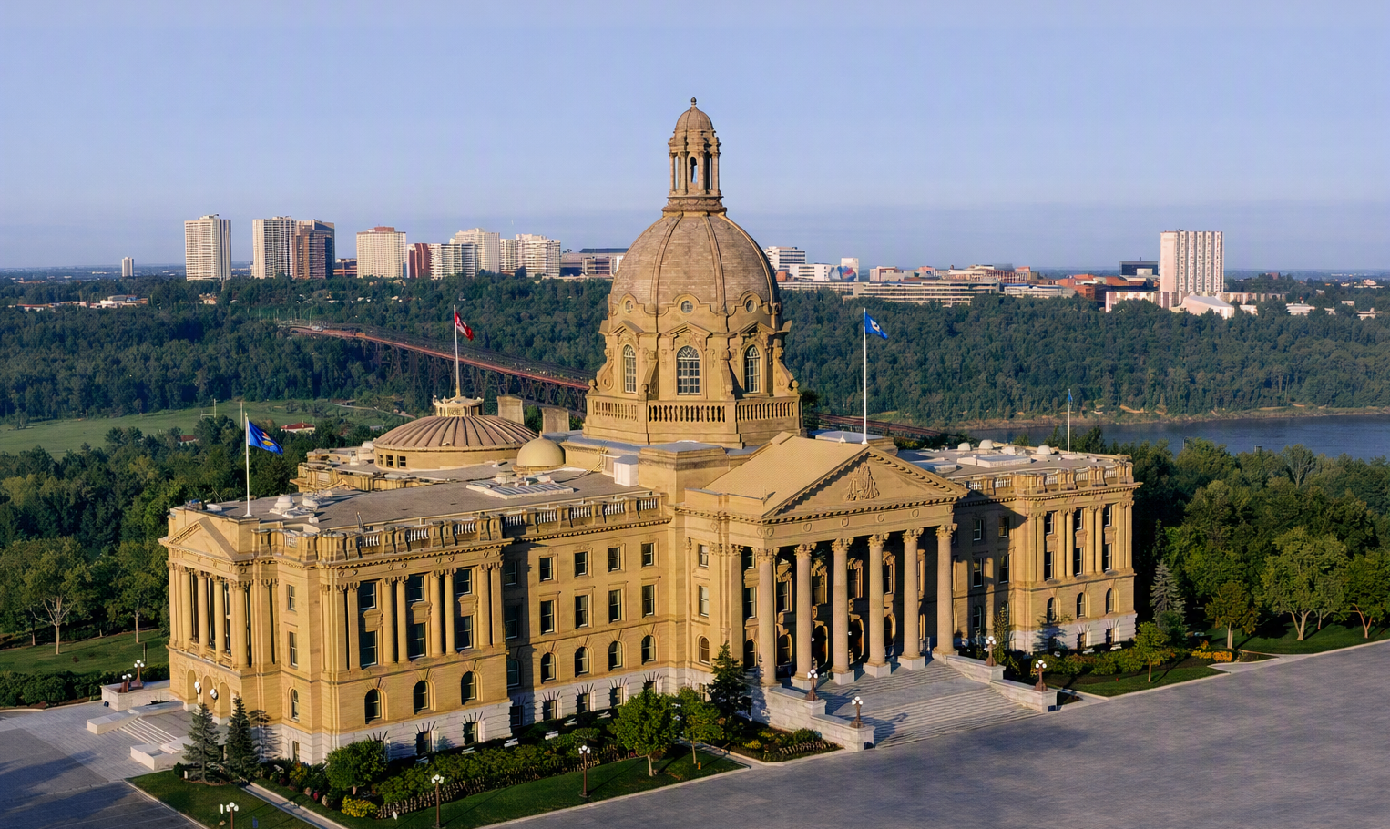 Alberta Legislature Building in Edmonton, centered with light gray top and bottom padding, representing Alberta’s regulated market opening for Games Global.